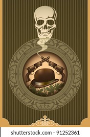 Vintage wild west poster. Vector illustration.