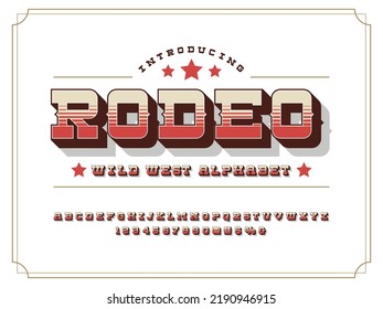 Vintage wild west western alphabet design with uppercase, numbers and symbols
