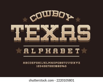 Vintage wild west western alphabet design with uppercase, numbers and symbols