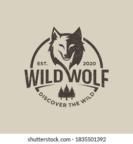 Vintage Wild Wolf Logo Vector Illustration