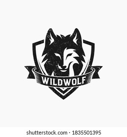 Vintage Wild Wolf Logo Vector Illustration