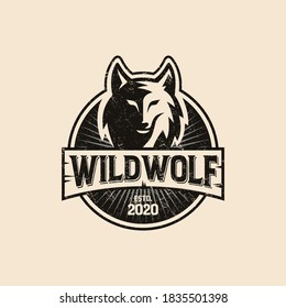 Ilustración vintage de vectores con el logotipo de Wolf Wilf