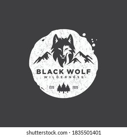 Vintage Wild Wolf Logo Vector Illustration