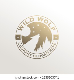 Vintage Wild Wolf Logo Vector Illustration