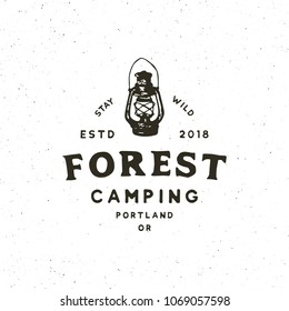 vintage wilderness logo. hand drawn retro styled outdoor adventure emblem, badge, design elements, logotype template. vector illustration