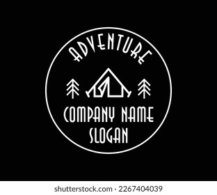 Vintage wilderness logos. hand drawn retro styled outdoor adventure emblem, badge