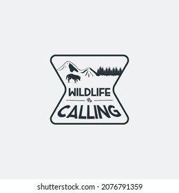 vintage wildlife is calling logo vector design template. hipster wildlife adventure design illustration with unique, retro and hipster styles. 