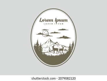 Vintage wildlife camping illustration drawing design