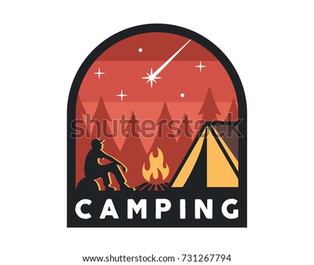 Vintage Wildlife Summer Camp Camping Activities Emblem Badge Illustration