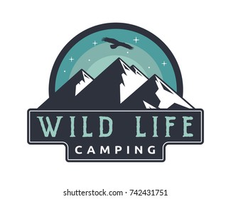 Vintage Wildlife Summer And Spring Camp Camping Activities Logo Badge Illustration
