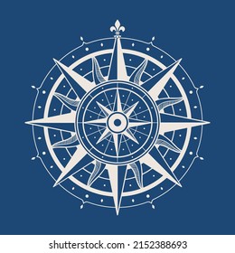 Vintage Wind rose compass. Vector illustration