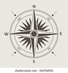 Vintage Wind Rose Isolated Vector Illustration.