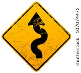 Vintage winding roadsign