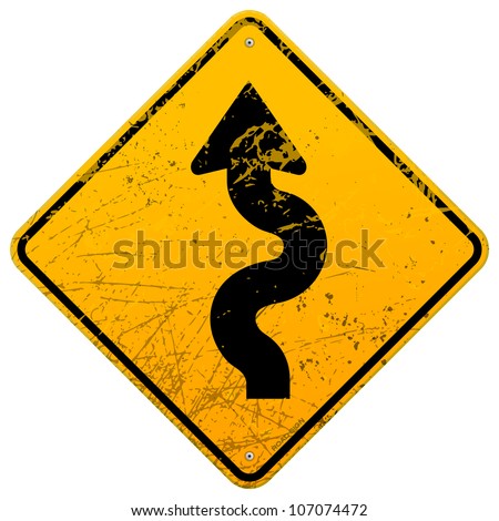 Vintage winding roadsign