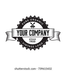 Vintage Windmill Logo Badge. Flat Isolated Graphic Vector Symbol