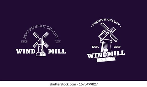 Vintage windmill logo concept vector illustration