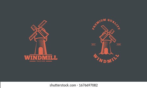 Vintage windmill logo concept vector illustration