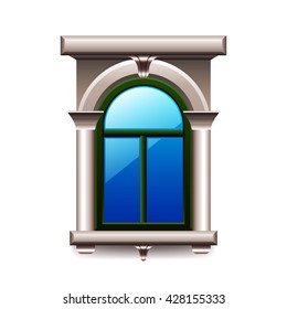 Vintage window with columns isolated on white vector illustration