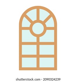vintage window flat clipart vector illustration