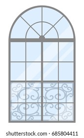 Vintage window. Flat design illustration.