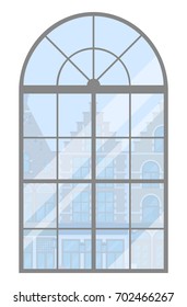 Vintage window. Flat design illustration.