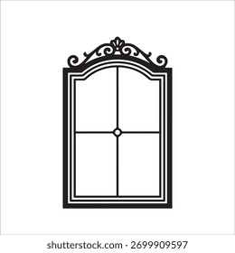 Vetor de Silhueta de Quadro de Janela Vintage | Design de janela decorativa clássico ornamentado