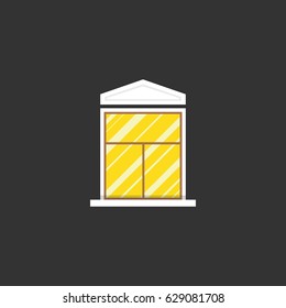 Vintage window on black background. Flat vector illustration.
