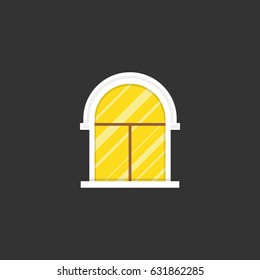 Vintage window on black background. Flat vector illustration.