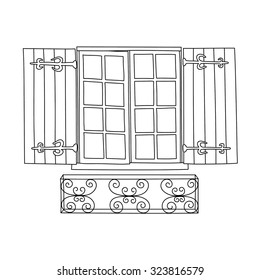 Vintage window on white background