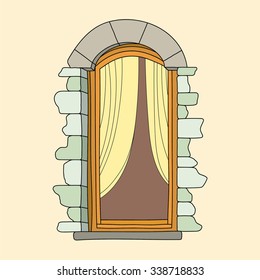 Vintage window on white background