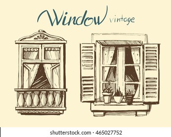 Vintage window. Vector sketch