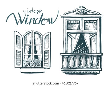 Vintage window. Vector sketch