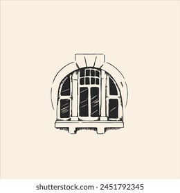 Vintage window. Vector sketch isolated.