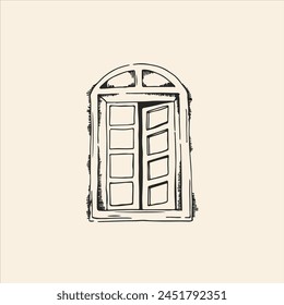 Vintage window. Vector sketch isolated.