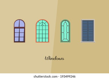 Vintage windows of house vector