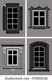 vintage windows isolated on gray background