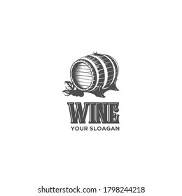 Vintage Wine Barrel Silhouette Logo