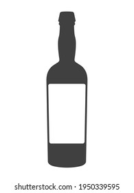 Vintage wine bottle with white label isolated on white background. Ready for place an ad. Vector illustration.