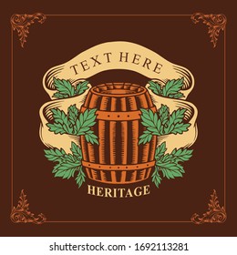 vintage wine heritage for wine label a wooden barrel