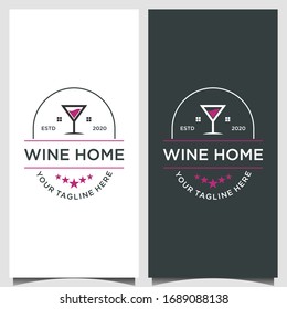 Vintage wine home Logos Design Templates. Vector design elements, Restaurant and Cafe icons, Fast food.