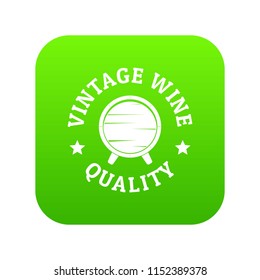 Vintage wine icon green vector isolated on white background