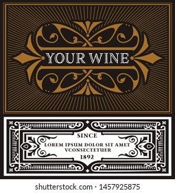 Vintage wine label with floral frame. Vector layered