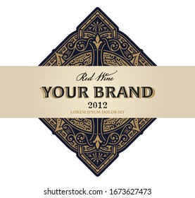 Vintage wine label with floral frame. Vector layered