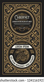 Vintage wine label with vintage frame. Vector layered