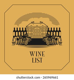 Vintage wine label or wine list, vector illustration