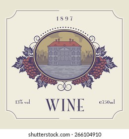 Vintage wine label, vector illustration