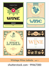 vintage wine label. vector set