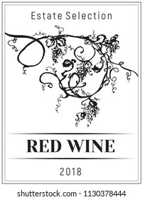 Vintage wine label.Vector vertical banners with hand drawn grapes