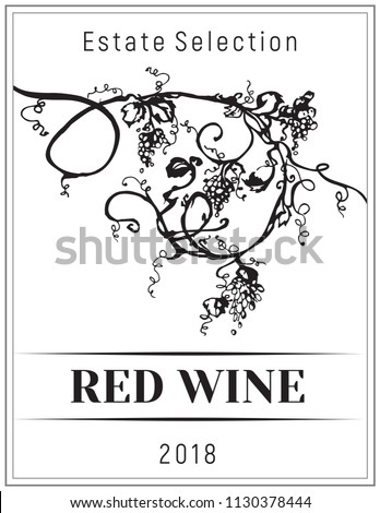 Vintage wine label.Vector vertical banners with hand drawn grapes