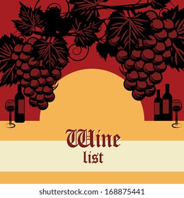 Vintage wine list design, vector illustration